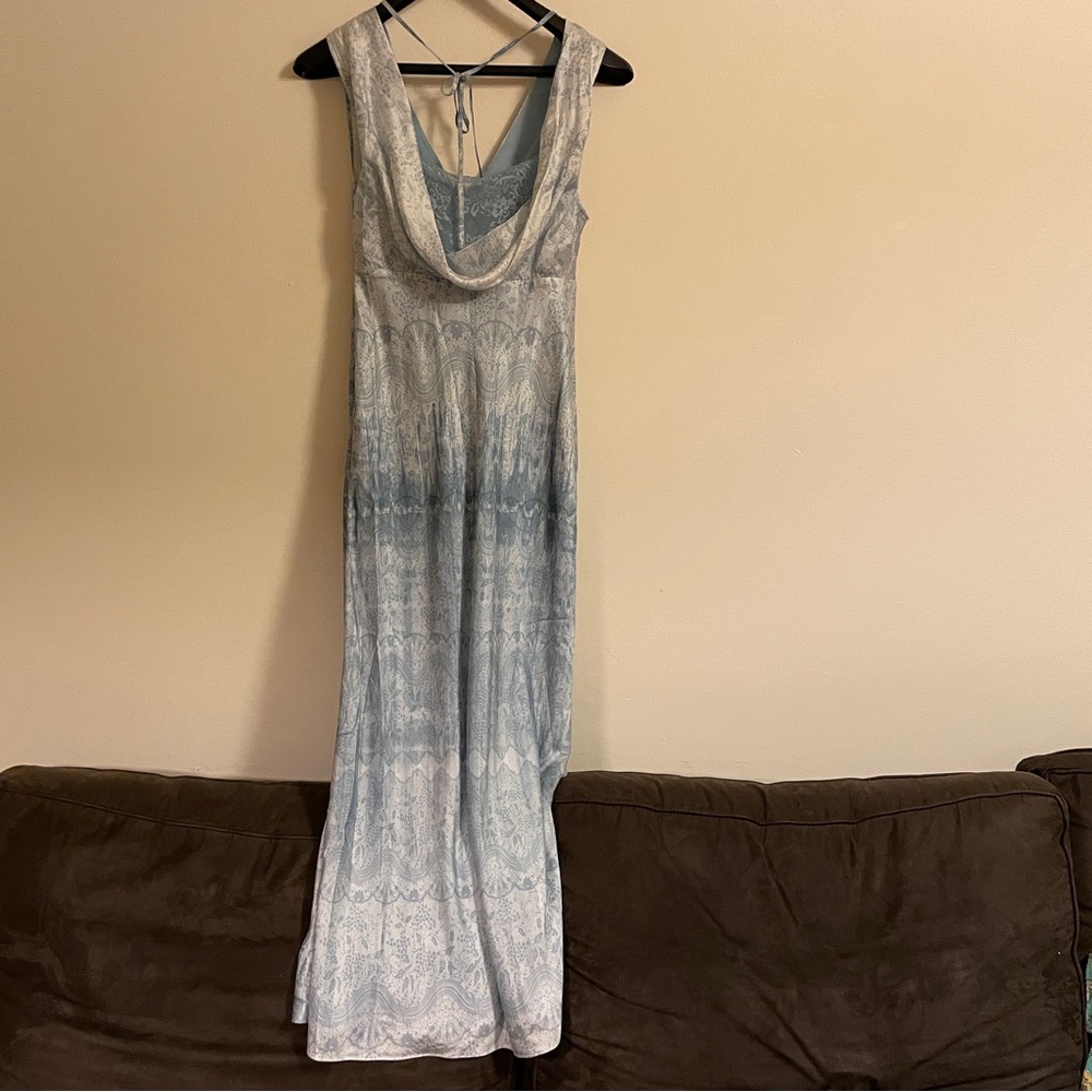 All Saints Karlina Estrella Silk Blend Maxi Dress dusty blue lace fairy romantic - Picture 8 of 8